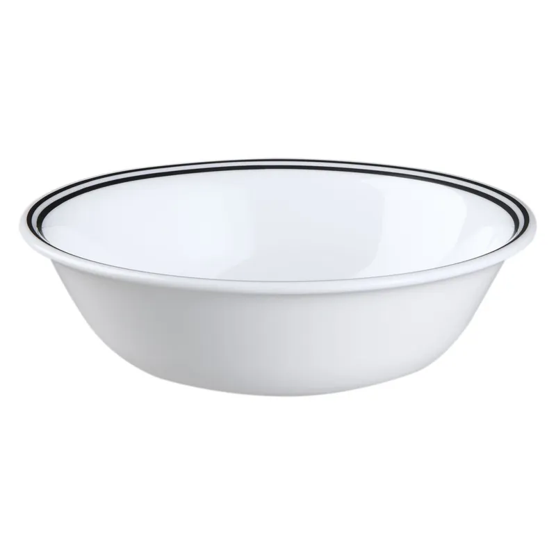 Corelle Livingware 18 Oz Black/White Glass City Block Soup/Cereal Bowl 6-1/4 In. D 1 Pk