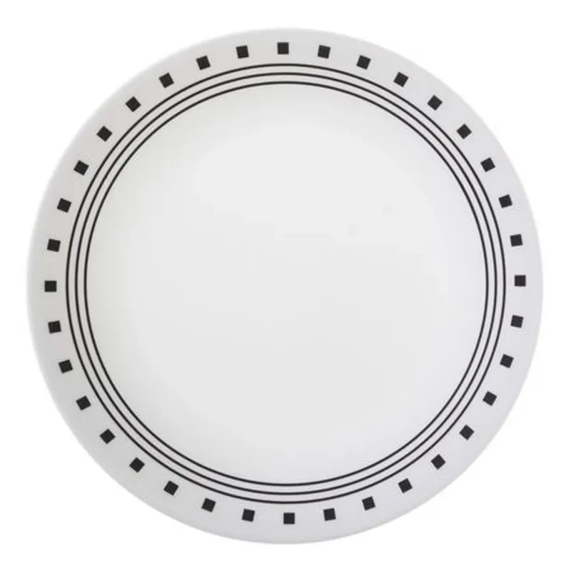 Corelle Livingware Black/White Glass City Block Luncheon Plate 8-1/2 In. D 1 Pk