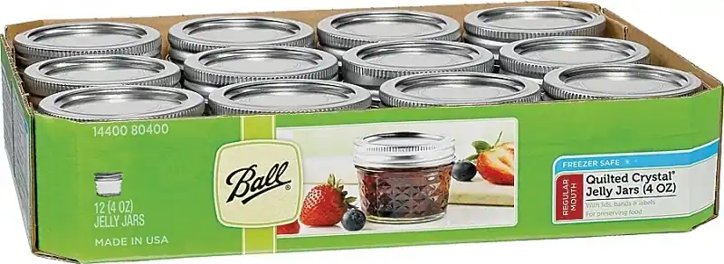 Ball Quilted Crystal Regular Mouth Jelly Jar 4 Oz 12 Pk