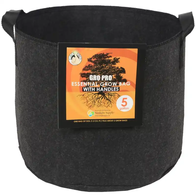 Round 21 In. H Fabric Grow Bag Planter - 5 Gallon Capacity - Black