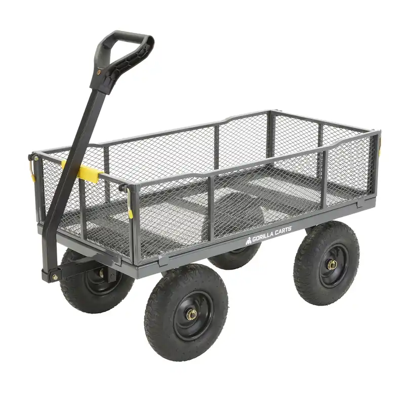 Steel Utility Cart 1000 Lb Capacity With Pneumatic Tires