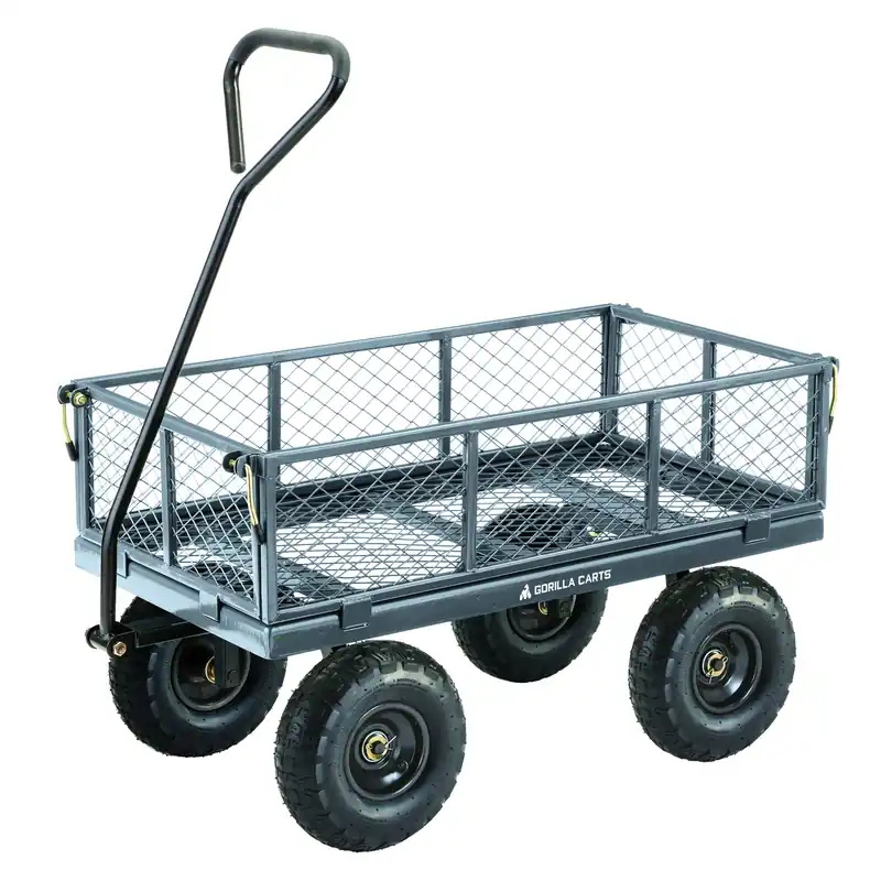 Steel Utility Cart 600 Lb Capacity With Pneumatic Tires