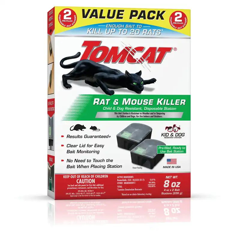 Tomcat Bait Station And Bait Blocks For Mice And Rats 4 Oz 2 Pk