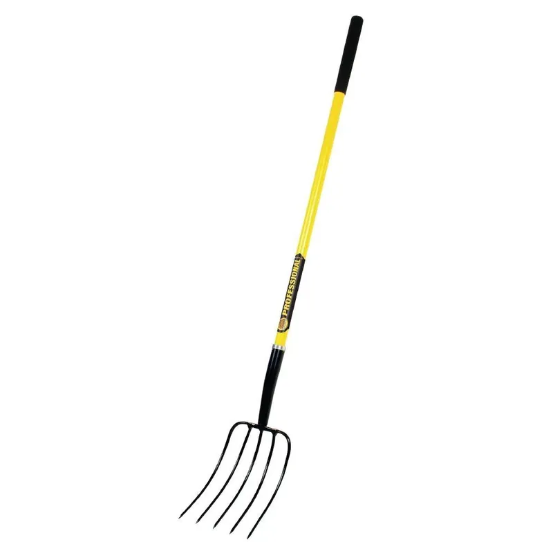 5-tine Long Handle Pitch Fork With Ash Wood Handle And Forged Steel Tines