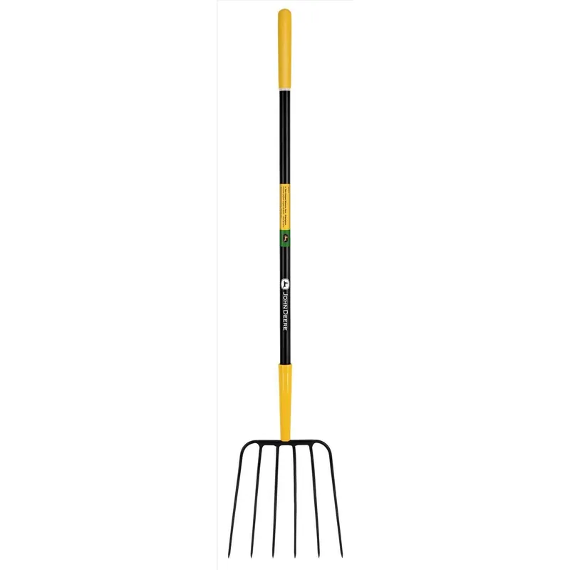 6 Tine Steel Manure Fork With 48 Inch Fiberglass Handle For Lawn And Garden