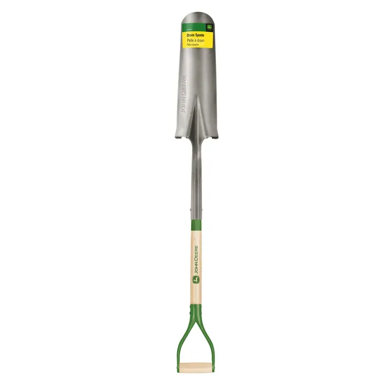 42 In. Steel Round Drain Spade With Wood D-handle