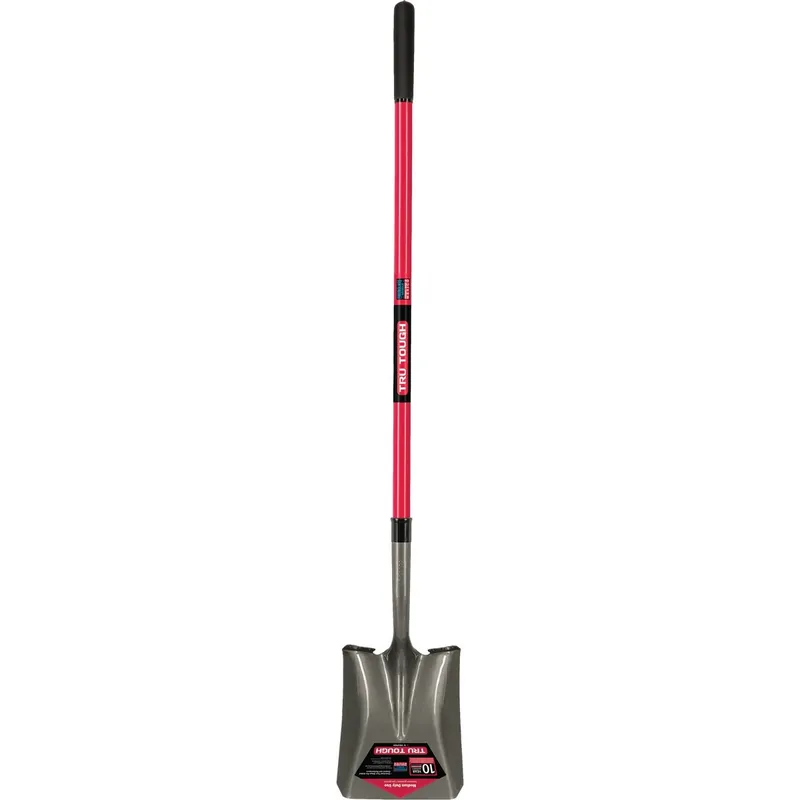47 In. Fiberglass Handle Square Point Shovel With Cushioned Grip
