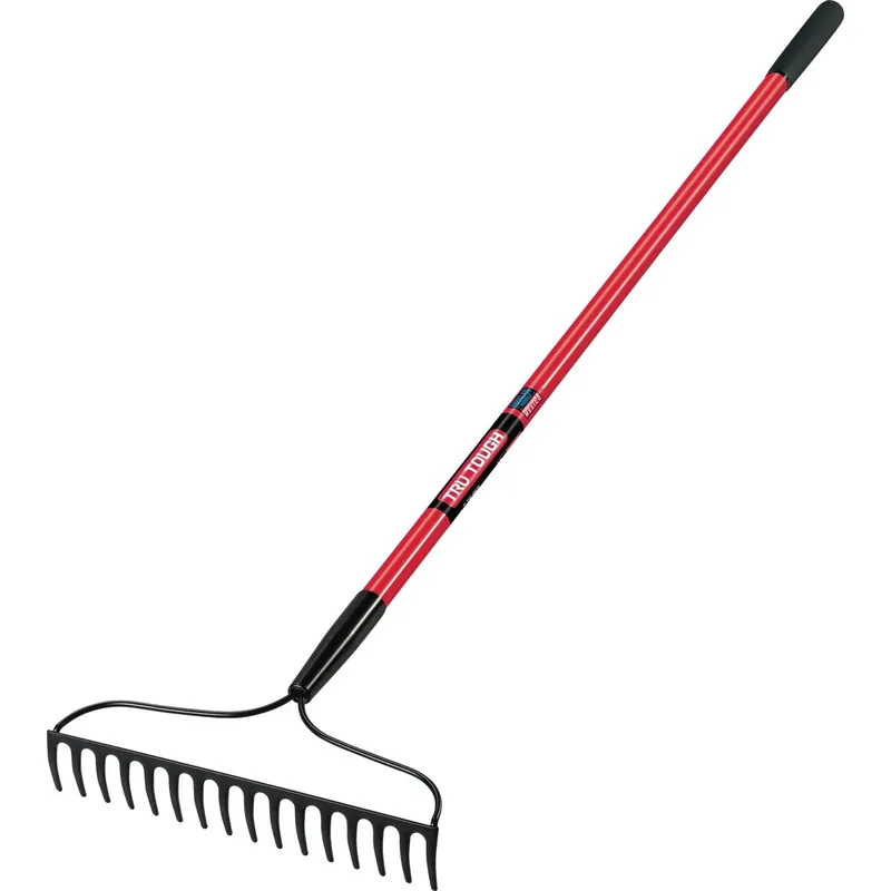 Truper Tru Tough 15.5 In. Steel Bow Garden Rake With 16 Tines And Fiberglass Handle