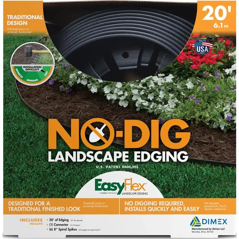 EasyFlex No Dig Edging Kit, Recycled Plastic, 20 Ft.