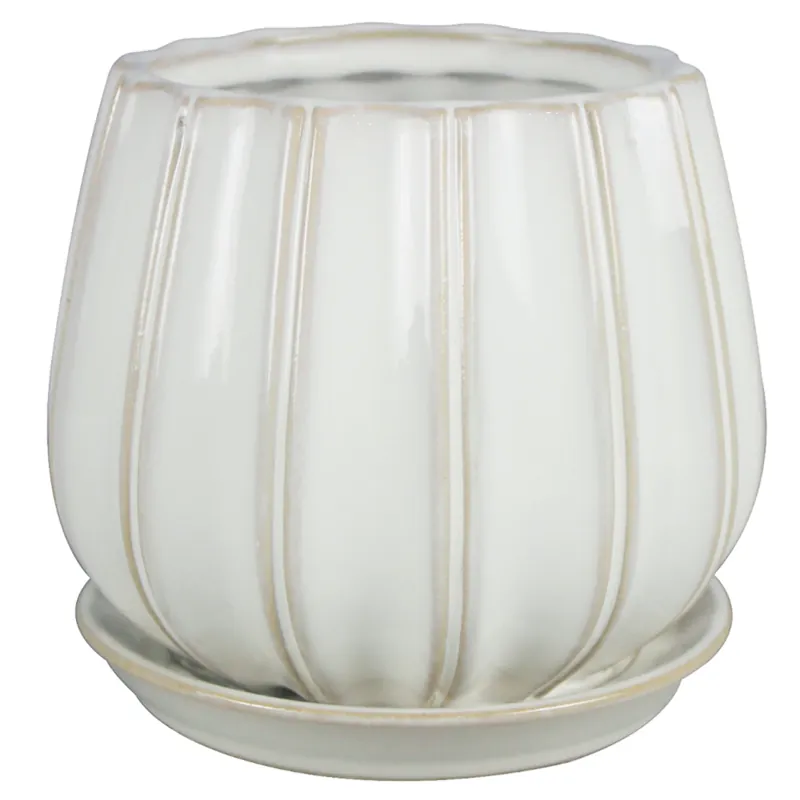 Contour 7.28 In. H X 8 In. W X 8 In. D Ceramic Planter - White