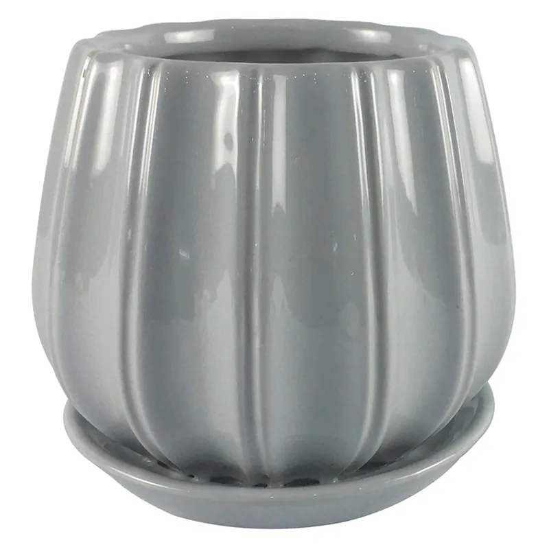 Contour 7.28 In. H X 8 In. W X 8 In. D Ceramic Planter Gray
