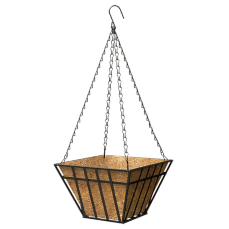 9 In. H X 14 In. W X 14 In. D Steel English Wide Band Hanging Basket Black