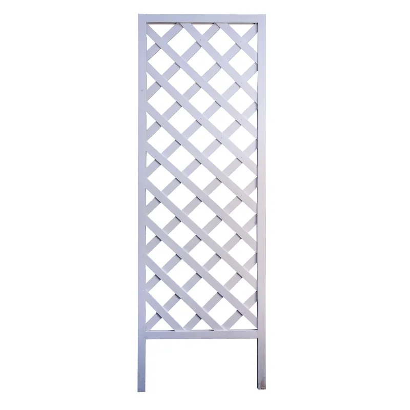 72 In. H White Wood Diamond Framed Trellis For Outdoor Use