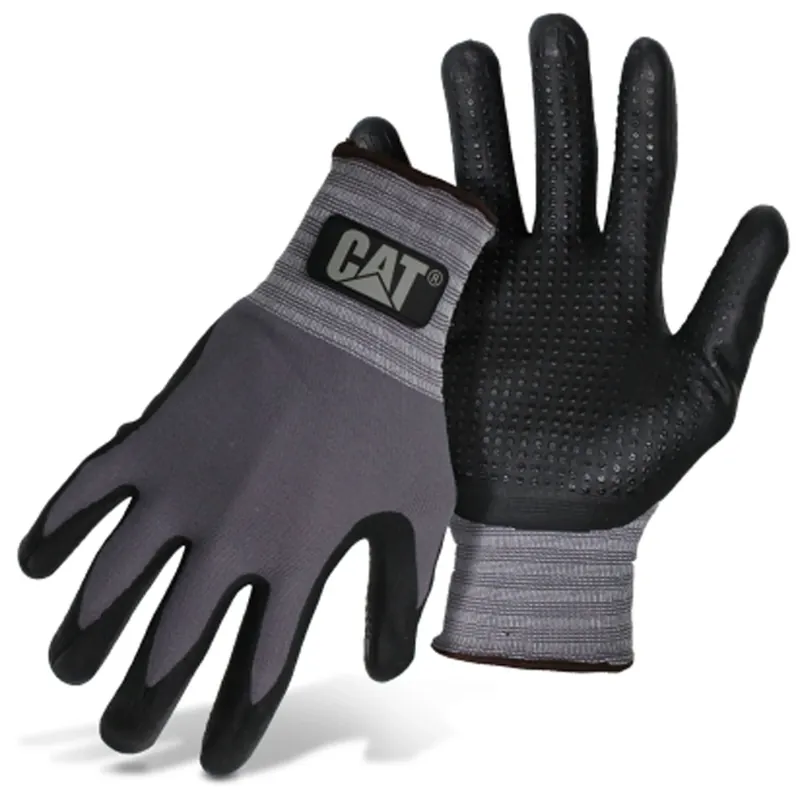 Men‘s Large Dotted & Dipped Nitrile Coated Work Gloves - Black & Gray