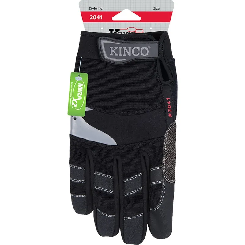 Kincopro General Purpose Synthetic Gloves, Black/Gray, Men‘s M