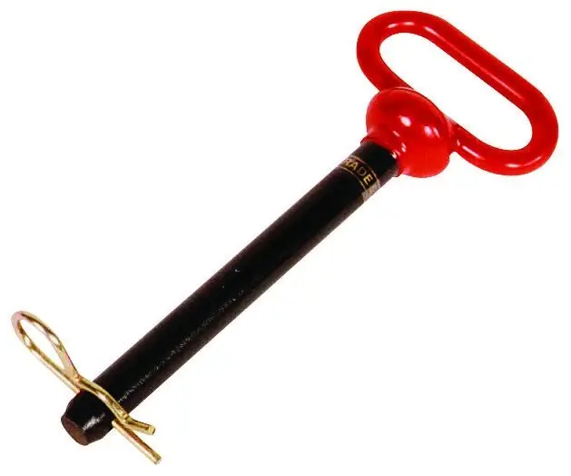 S70057200 Steel Red Head Hitch Pin, 1-1/4 In Dia X 8-1/2 In L