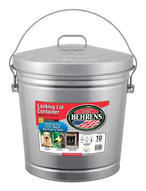 Galvanized Steel Trash Can, 10 Gallons