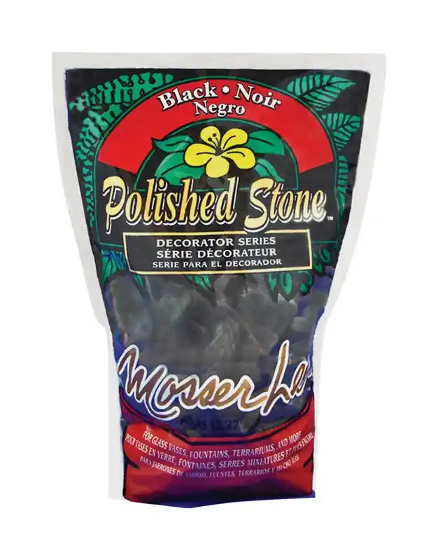 5 Lb Black Polished Decorative Stone - Medium Size For Landscaping