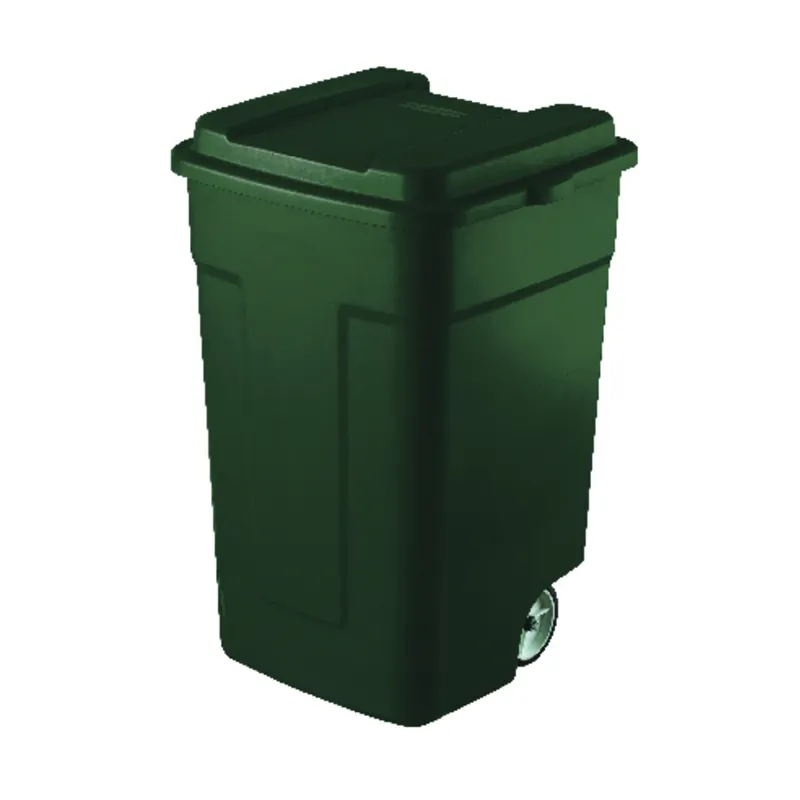 Roughneck 50 Gallon Green Plastic Wheeled Garbage Can With Lid