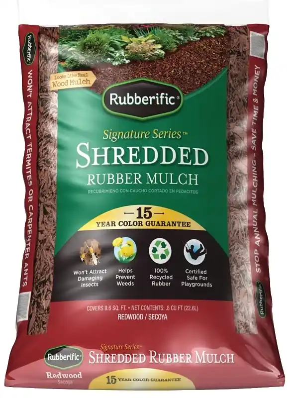 Lrm8rd Red Shredded Rubber Mulch, 0.8 Cubic Feet Bag