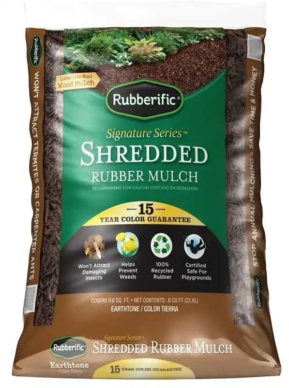 Lrm8bn Earthtone Rubber Mulch, Shredded, Dark Brown, 0.8 Cubic Feet Bag