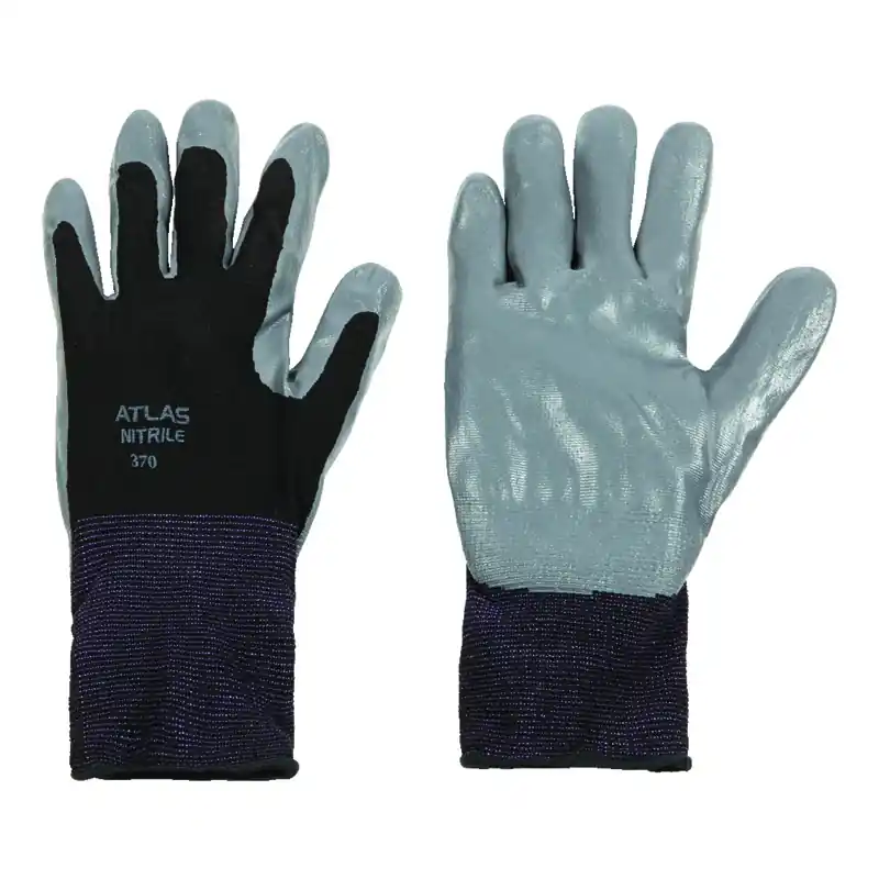 SHOWA ATLAS 370B Unisex Indoor/Outdoor Dipped Work Gloves Black/Gray XL 1 Pair