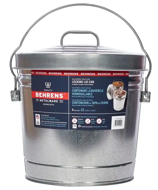 6 Gallon Galvanized Garbage Pail With Cover