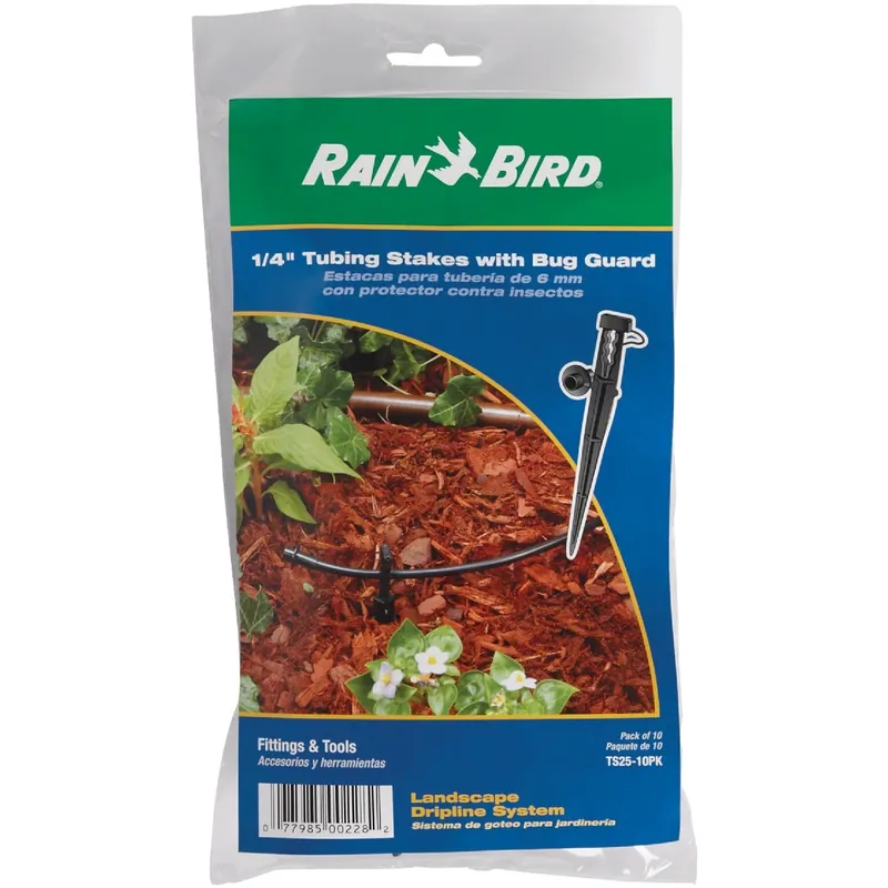 Rain Bird For 1/4 In. Tubing Drip Irrigation Tubing Stake 10 Pk