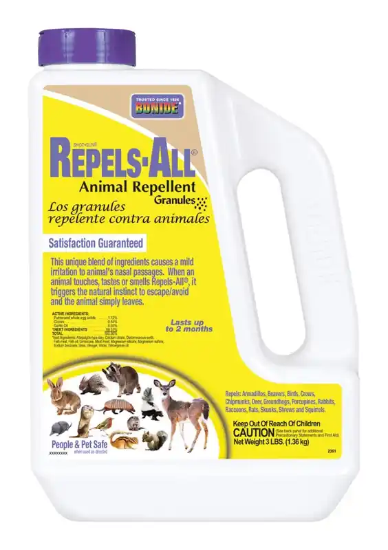 Repels-All Deer, Rabbit & Animal Repellent Granules, Ready-to-Use On Lawn & Garden, 3 Lbs.