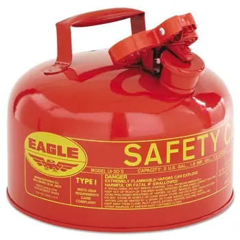 Eagle Type I Galvanized Steel Red Safety Can, 2 Gallon, 11.25 In Diameter X 9.5 In Height