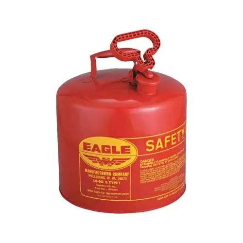 Eagle Type I Flame Retardant Galvanized Steel Red Safety Can, 5 Gallon Capacity