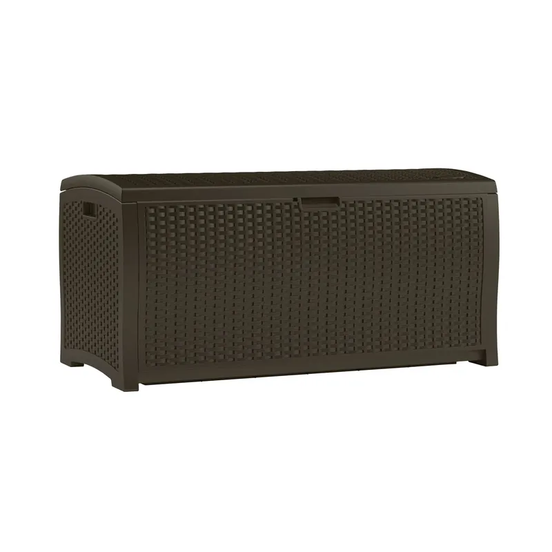 Deck Storage Box, Brown Wicker-Look Resin, 50 X 25.6 X 25.5 In., 99 Gals.
