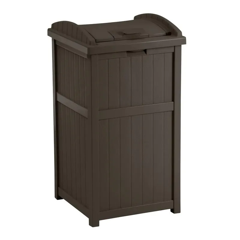 33 Gallon Outdoor Trash Hideaway With Lid - Java Brown