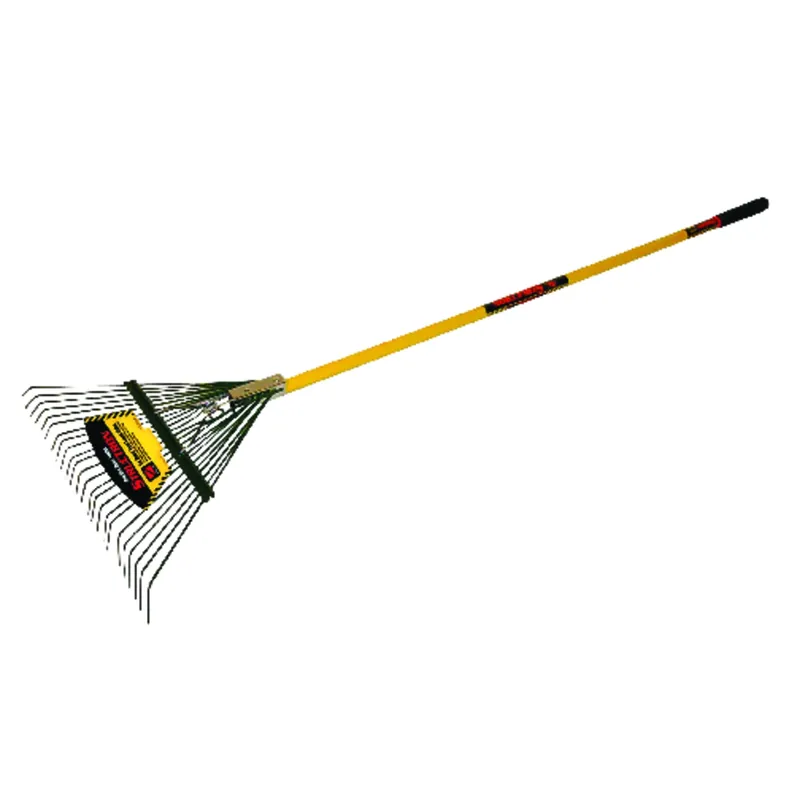 S500 Industrial 65 In. Leaf Rake With 24 Steel Tines And Aluminum Handle