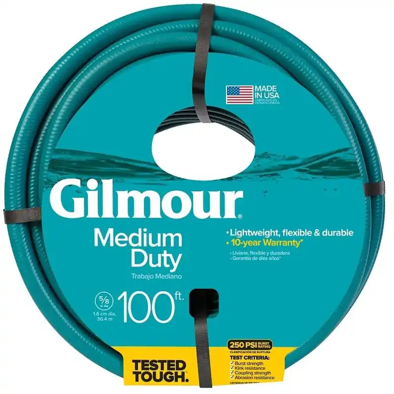Gilmour 100‑Foot Vinyl Garden Hose – 5/8 In., Heavy‑Duty Flex Hose