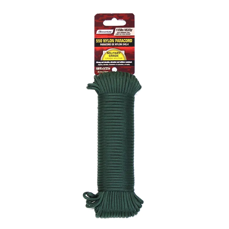 5/32 In. Diameter X 100 Ft. Length Green Braided Nylon Paracord