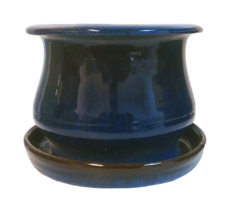 Low Bell Ceramic Planter 5.3 In. H X 6.9 In. W X 6.9 In. D Blue
