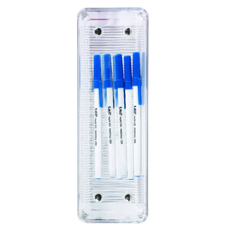 Linus Drawer Organizer, Clear/Chrome Plastic, 3 X 9 X 2 In.