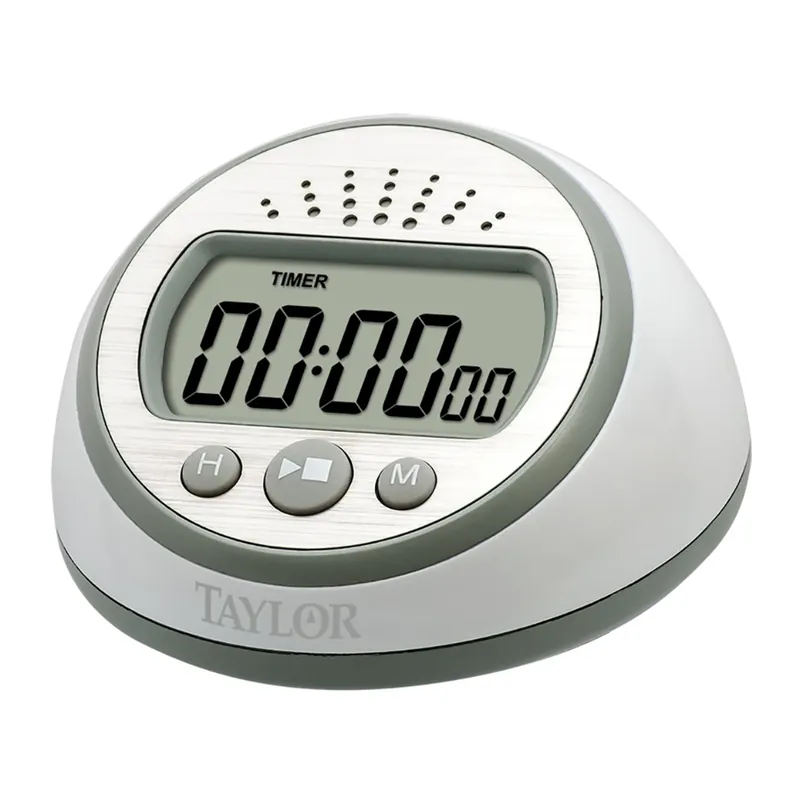 Super Loud Digital Plastic Timer With Clock, Model 5873, White