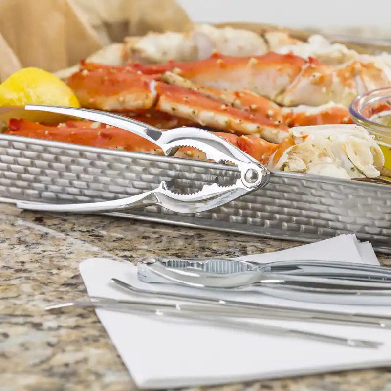 TableCraft Silver Steel/Zinc Lobster Crack And Fork Set