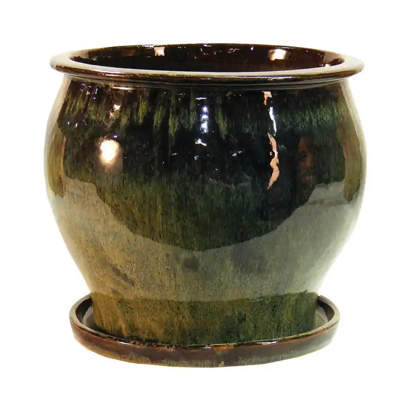 Studio 6.3 In. H X 8 In. W X 8 In. D Ceramic Planter Green