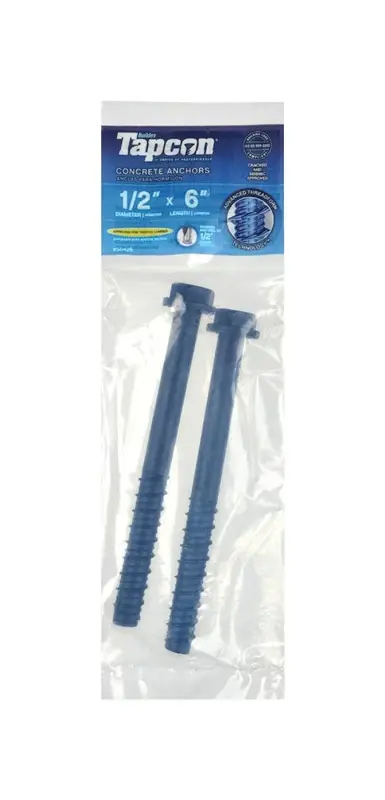 Tapcon 1/2 In. D X 6 In. L Steel Hex Head Concrete Screw Anchor 2 Pk