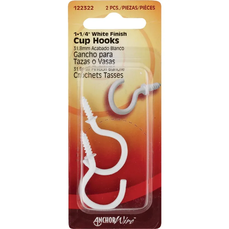 HILLMAN White Cup/Picture Hook 2 Lb 2 Pc