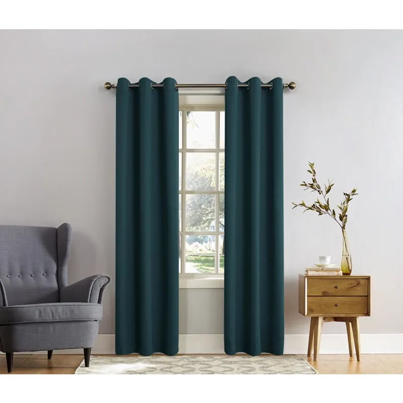 Sun Zero Norwich Teal Blackout Curtains 80 In. W X 84 In. L