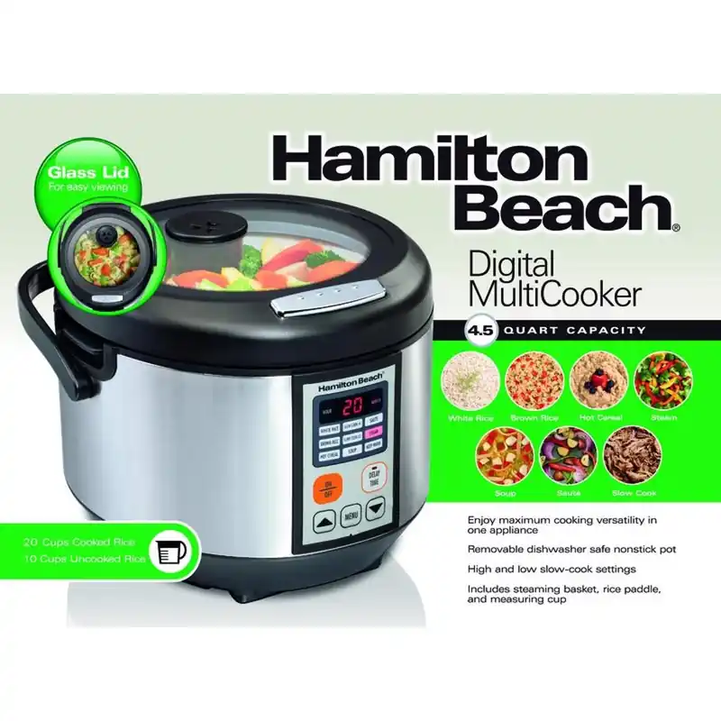 4.5 Quart Silver Stainless Steel Programmable Multi-cooker Model 37523