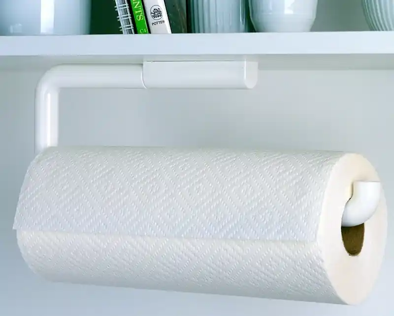 Paper Towel Holder, Wall-Mount, White Plastic