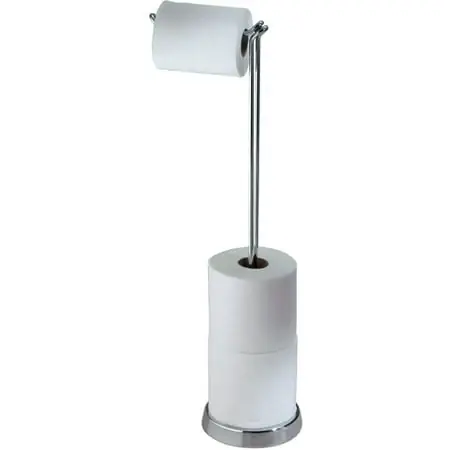Classico Tissue Caddy Plus - Chrome Free Standing Toilet Paper Holder