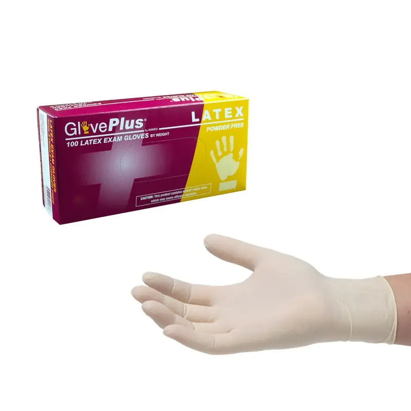 AMMEX Professional Latex Disposable Gloves Large Ivory Powder Free 100 Pk