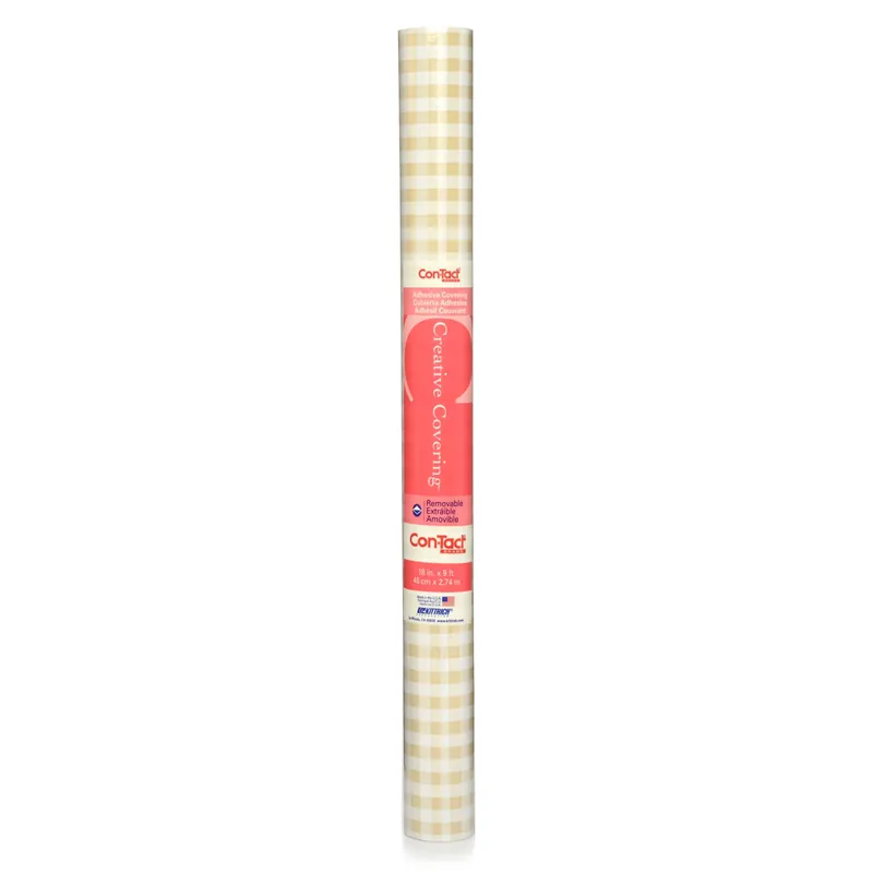 Creative Coverings 9 Ft. L X 18 In. W Khaki Plaid Self-adhesive Shelf Liner
