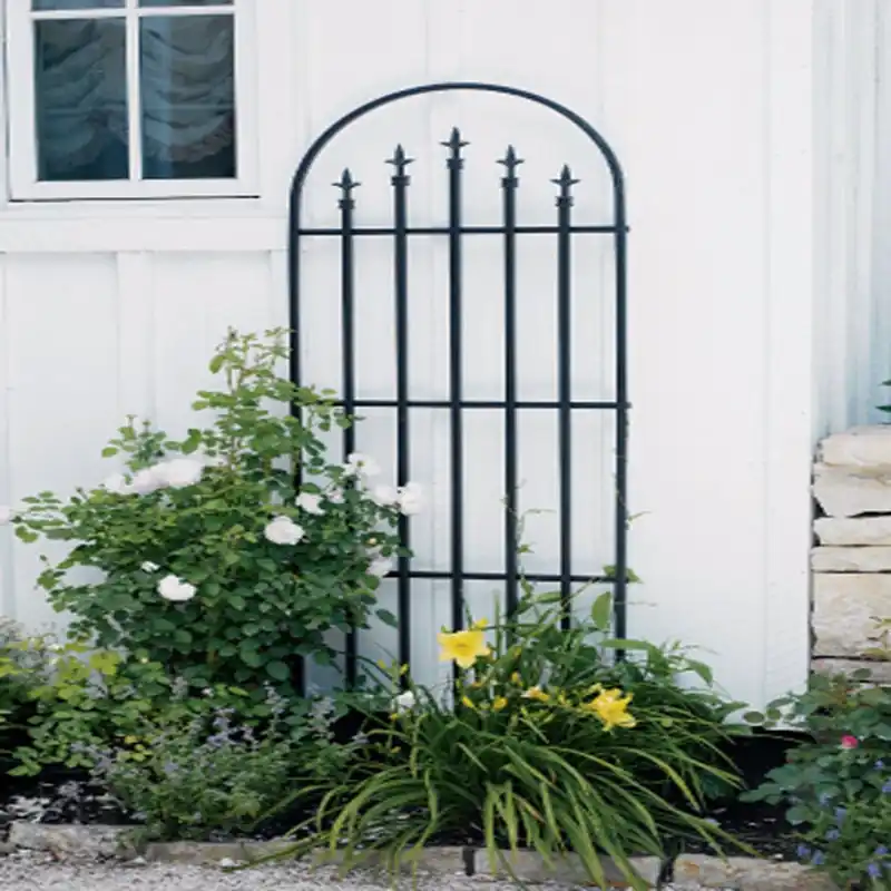 Garden Arch Trellis, Black Steel, 80-In.